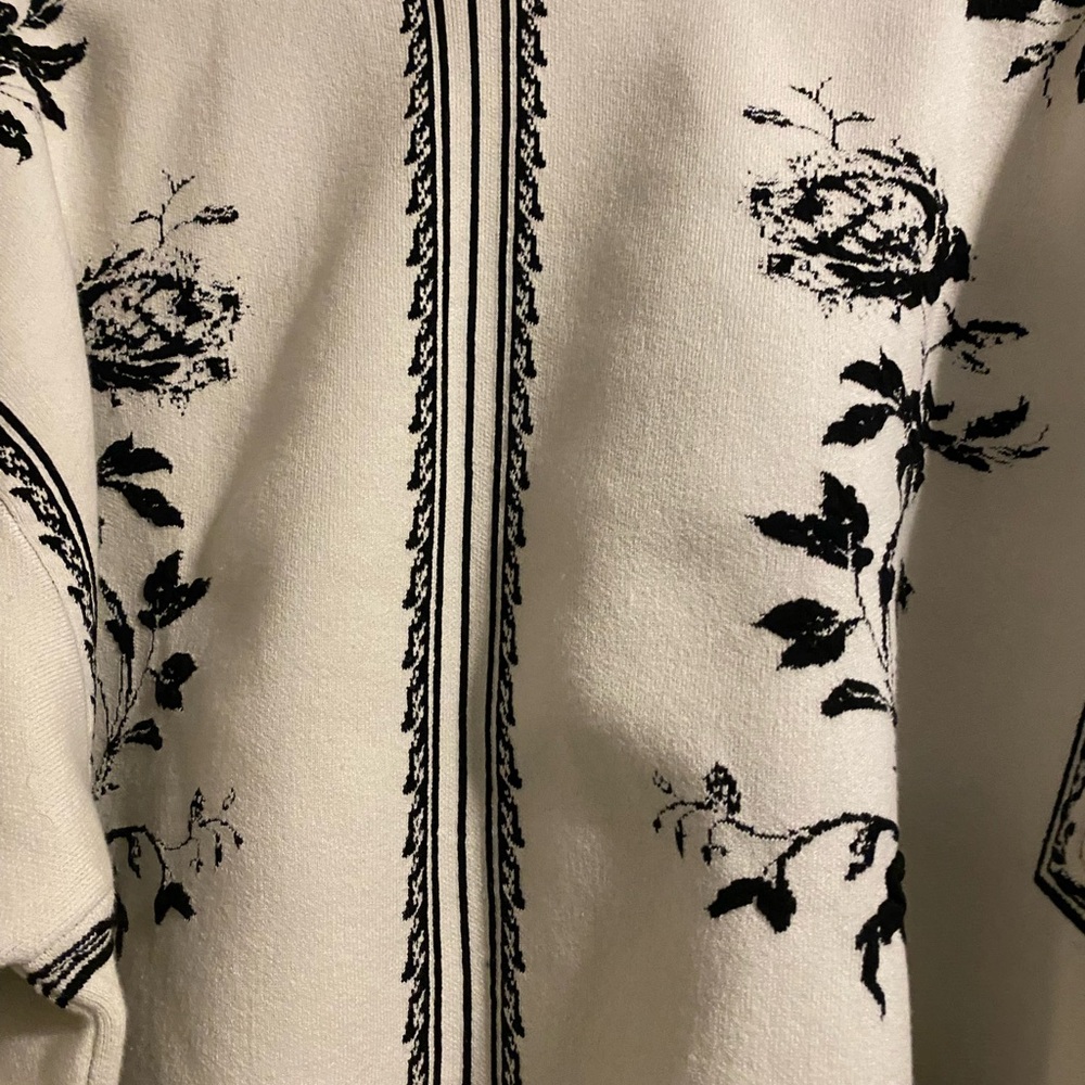 Anthropologie Black and Cream Floral Top